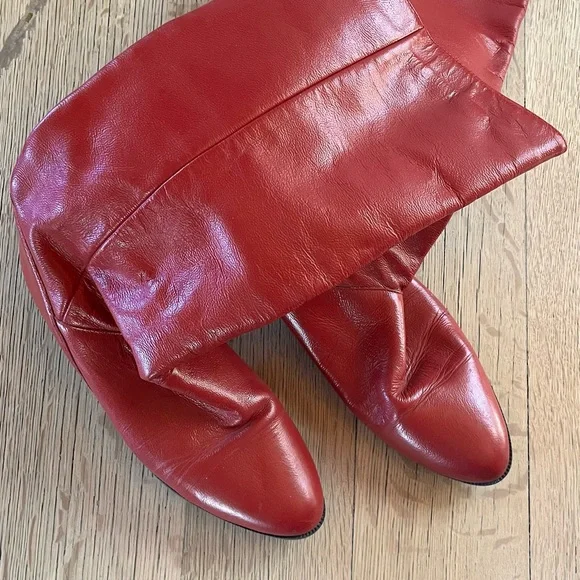 Vintage Red Leather Boots - Picture 5 of 6